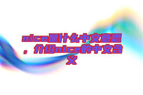 nice是什么中文意思，介紹nice的中文含義