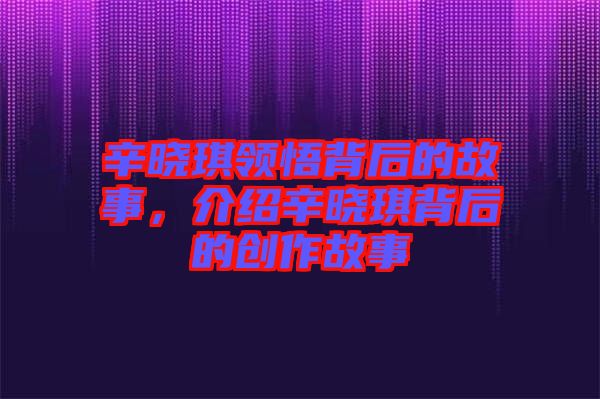 辛?xí)早黝I(lǐng)悟背后的故事，介紹辛?xí)早鞅澈蟮膭?chuàng)作故事