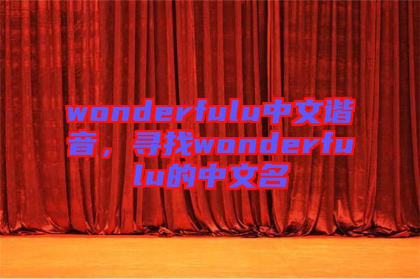 wonderfulu中文諧音，尋找wonderfulu的中文名