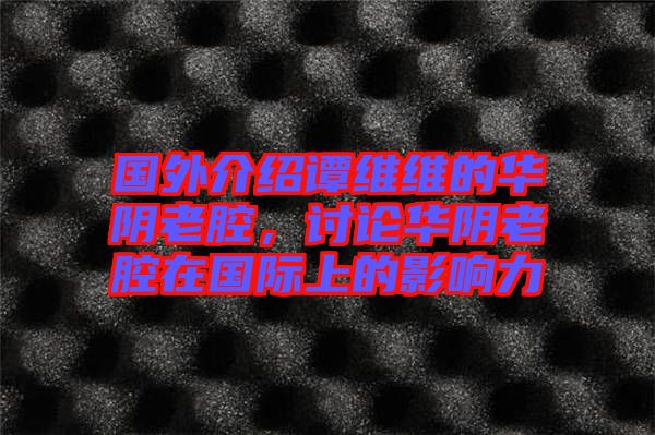 國外介紹譚維維的華陰老腔，討論華陰老腔在國際上的影響力