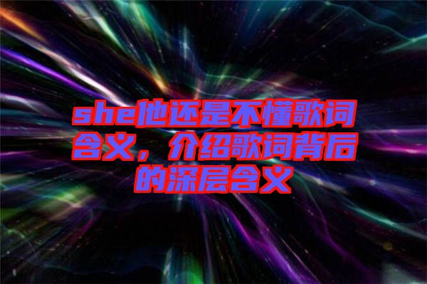 she他還是不懂歌詞含義，介紹歌詞背后的深層含義