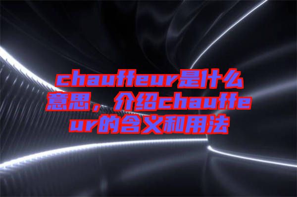 chauffeur是什么意思，介紹chauffeur的含義和用法