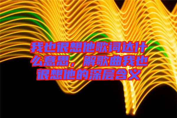 我也很想他歌詞達(dá)什么意思，解歌曲我也很想他的深層含義