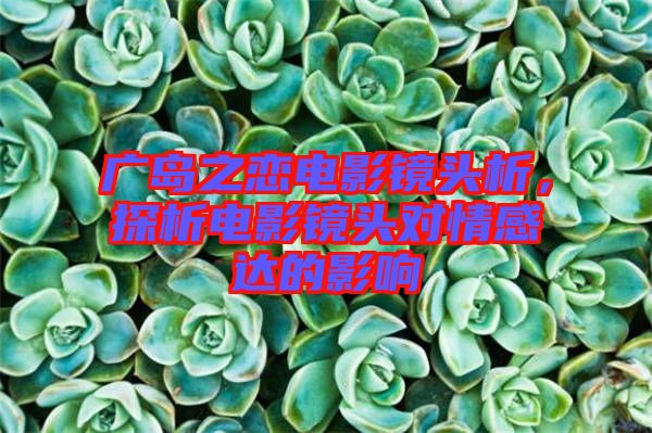 廣島之戀電影鏡頭析，探析電影鏡頭對情感達的影響