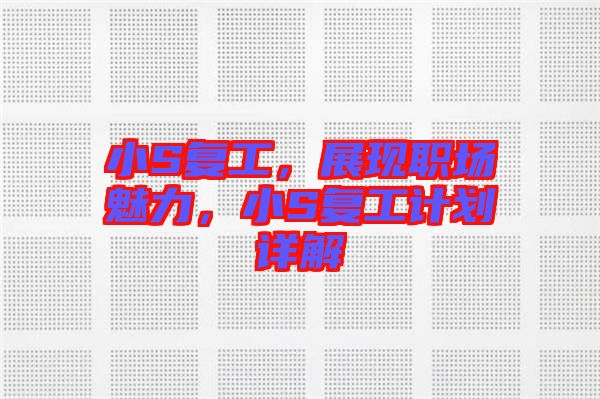小S復(fù)工，展現(xiàn)職場(chǎng)魅力，小S復(fù)工計(jì)劃詳解