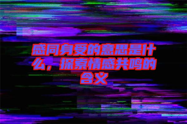 感同身受的意思是什么，探索情感共鳴的含義