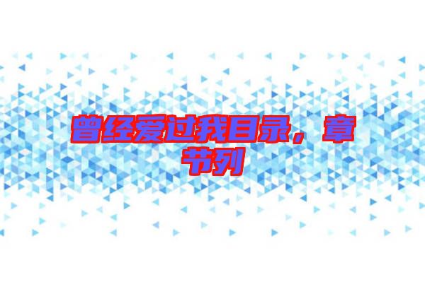 曾經(jīng)愛過我目錄，章節(jié)列