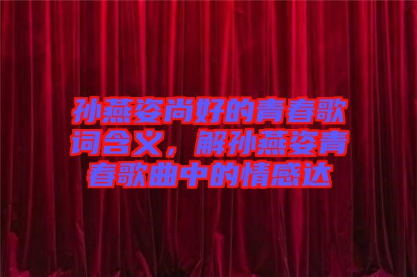 孫燕姿尚好的青春歌詞含義，解孫燕姿青春歌曲中的情感達
