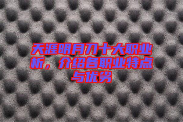 天涯明月刀十大職業(yè)析，介紹各職業(yè)特點(diǎn)與優(yōu)劣