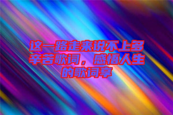 這一路走來(lái)說(shuō)不上多辛苦歌詞，感悟人生的歌詞享