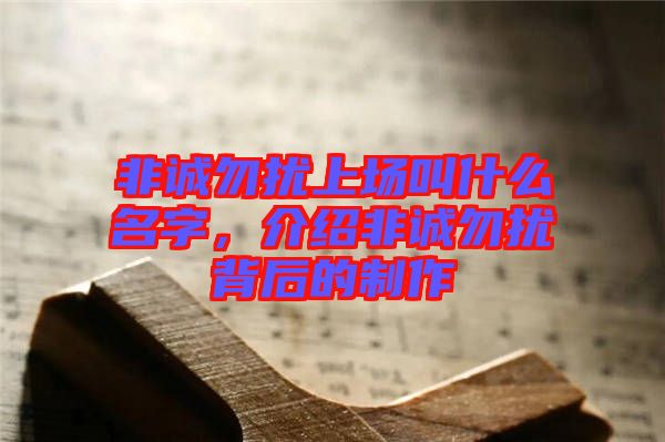 非誠(chéng)勿擾上場(chǎng)叫什么名字，介紹非誠(chéng)勿擾背后的制作