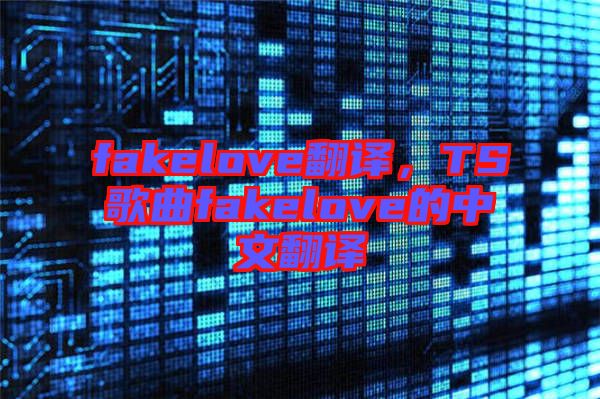 fakelove翻譯，TS歌曲fakelove的中文翻譯