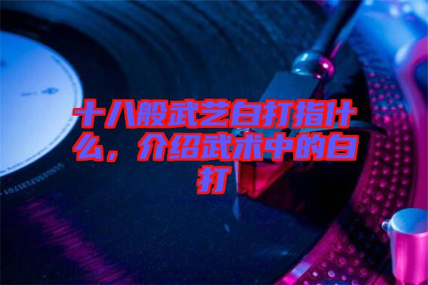 十八般武藝白打指什么，介紹武術(shù)中的白打