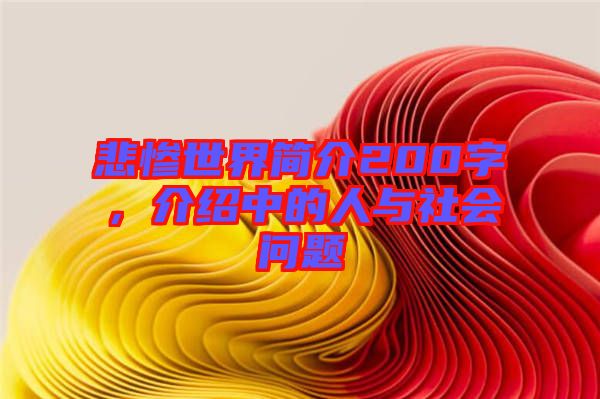 悲慘世界簡介200字，介紹中的人與社會(huì)問題
