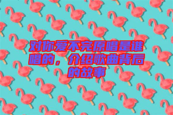 對你愛不完原唱是誰唱的，介紹歌曲背后的故事