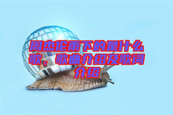 周杰倫雨下的是什么歌，歌曲介紹及歌詞介紹