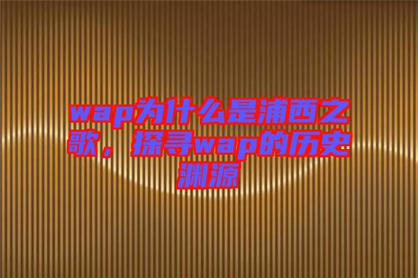 wap為什么是浦西之歌，探尋wap的歷史淵源