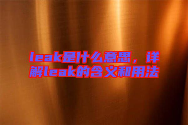 leak是什么意思，詳解leak的含義和用法