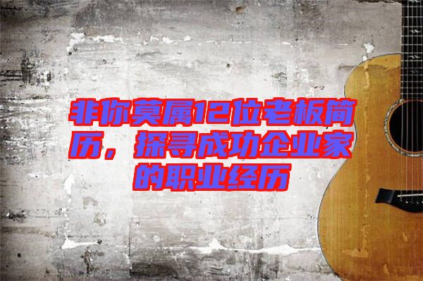 非你莫屬12位老板簡歷，探尋成功企業(yè)家的職業(yè)經(jīng)歷