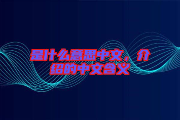 是什么意思中文，介紹的中文含義
