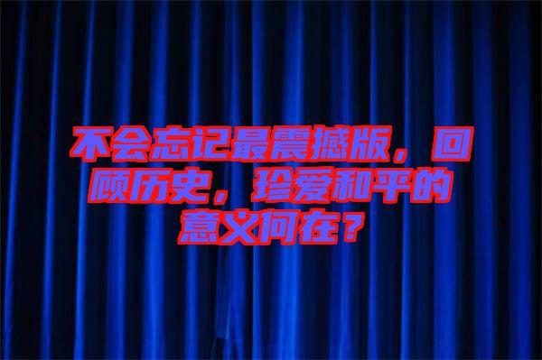 不會忘記最震撼版，回顧歷史，珍愛和平的意義何在？