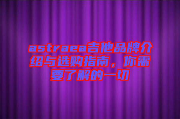 astraea吉他品牌介紹與選購指南，你需要了解的一切