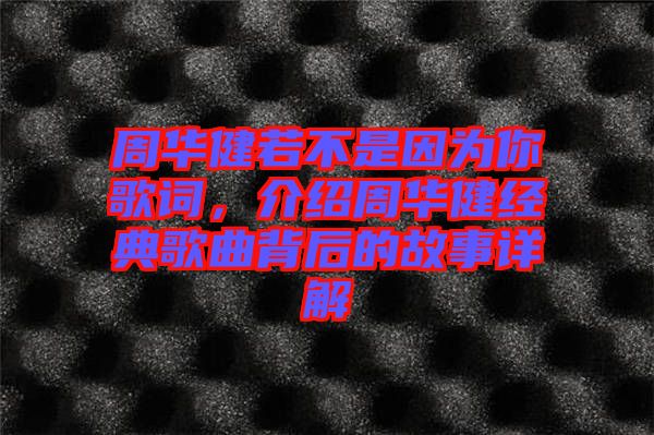 周華健若不是因為你歌詞，介紹周華健經典歌曲背后的故事詳解