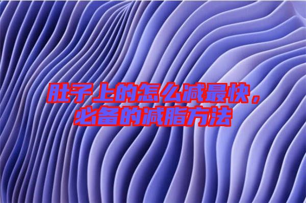 肚子上的怎么減最快，必備的減脂方法