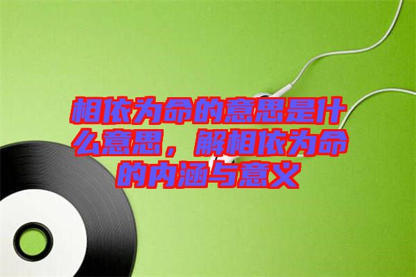 相依為命的意思是什么意思，解相依為命的內(nèi)涵與意義