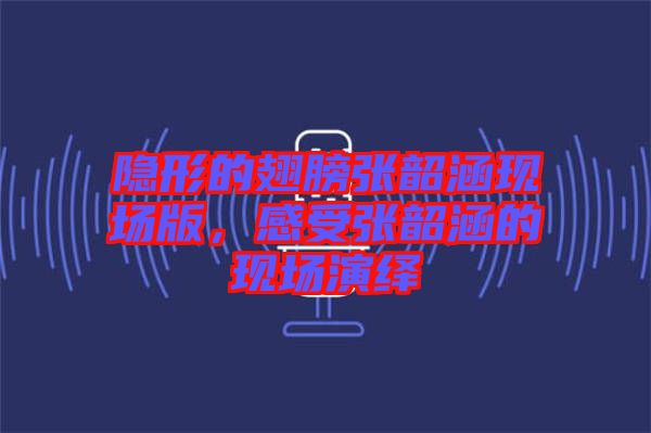 隱形的翅膀張韶涵現(xiàn)場(chǎng)版，感受張韶涵的現(xiàn)場(chǎng)演繹