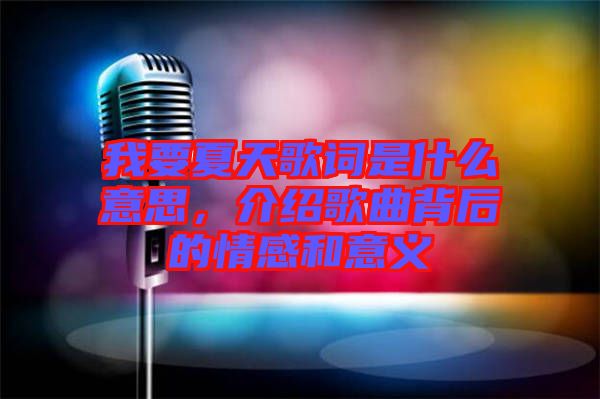 我要夏天歌詞是什么意思，介紹歌曲背后的情感和意義