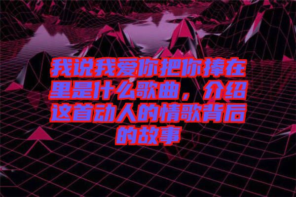 我說我愛你把你捧在里是什么歌曲，介紹這首動人的情歌背后的故事