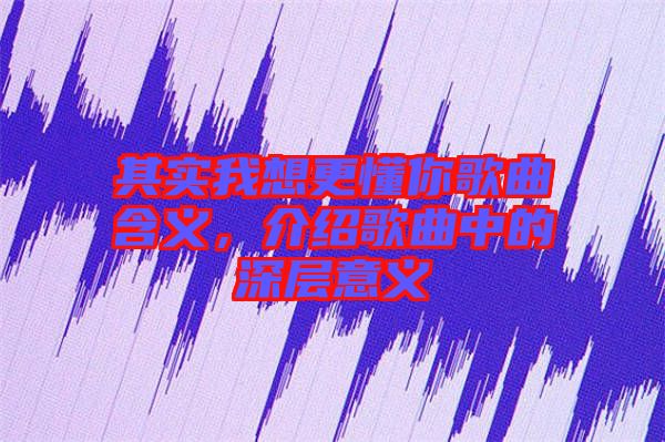 其實我想更懂你歌曲含義，介紹歌曲中的深層意義