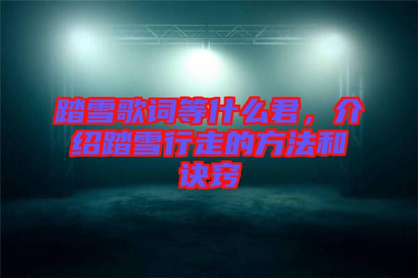 踏雪歌詞等什么君，介紹踏雪行走的方法和訣竅