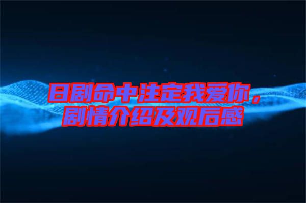 日劇命中注定我愛你，劇情介紹及觀后感