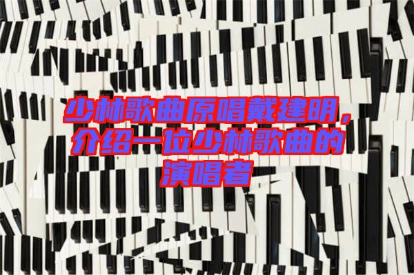 少林歌曲原唱戴建明，介紹一位少林歌曲的演唱者