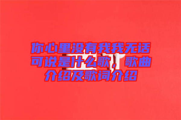 你心里沒有我我無(wú)話可說是什么歌，歌曲介紹及歌詞介紹
