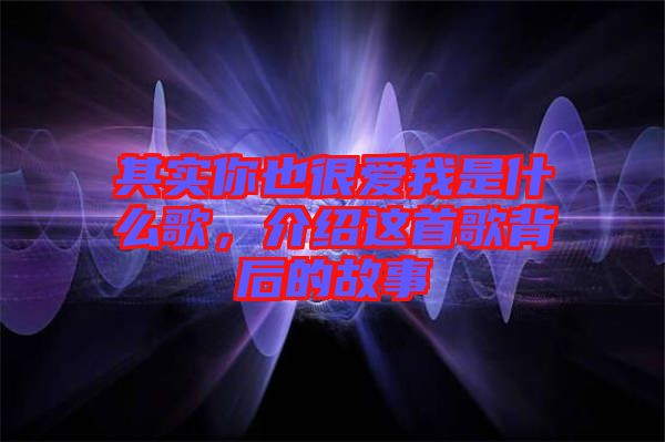 其實(shí)你也很愛我是什么歌，介紹這首歌背后的故事