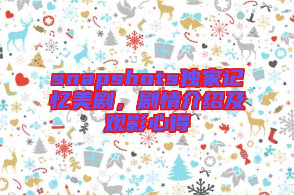 snapshots獨家記憶美劇，劇情介紹及觀影心得