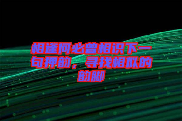 相逢何必曾相識(shí)下一句押韻，尋找相似的韻腳
