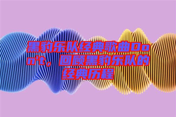 黑豹樂(lè)隊(duì)經(jīng)典歌曲Don't，回顧黑豹樂(lè)隊(duì)的經(jīng)典歷程