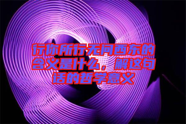 行你所行無問西東的含義是什么，解這句話的哲學意義
