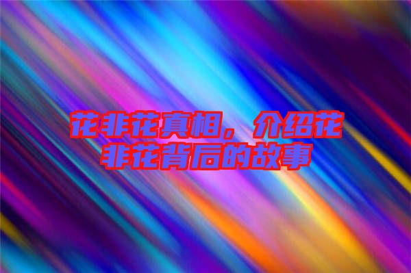 花非花真相，介紹花非花背后的故事