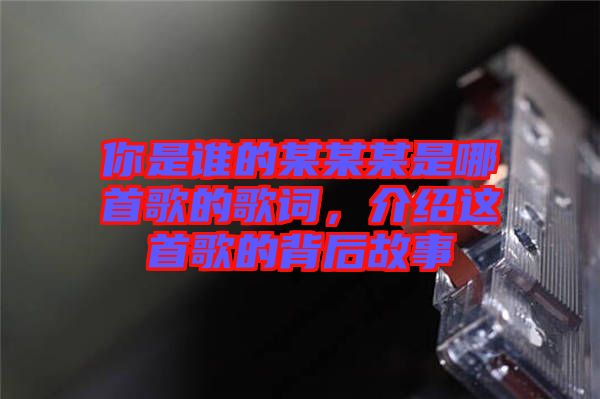 你是誰的某某某是哪首歌的歌詞，介紹這首歌的背后故事