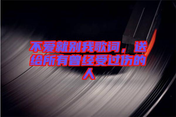 不愛就別我歌詞，送給所有曾經(jīng)受過傷的人