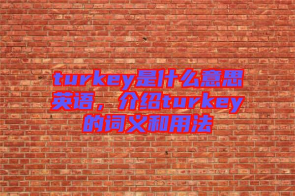 turkey是什么意思英語，介紹turkey的詞義和用法