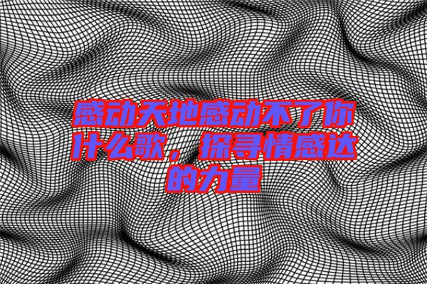 感動天地感動不了你什么歌，探尋情感達(dá)的力量