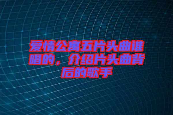 愛(ài)情公寓五片頭曲誰(shuí)唱的，介紹片頭曲背后的歌手
