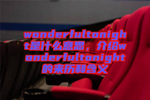 wonderfultonight是什么意思，介紹wonderfultonight的來歷和含義