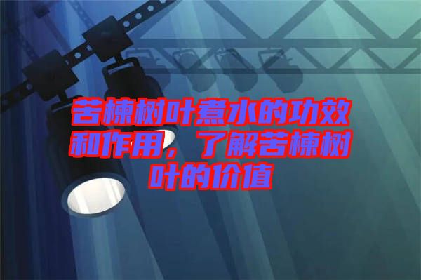 苦楝樹葉煮水的功效和作用，了解苦楝樹葉的價值